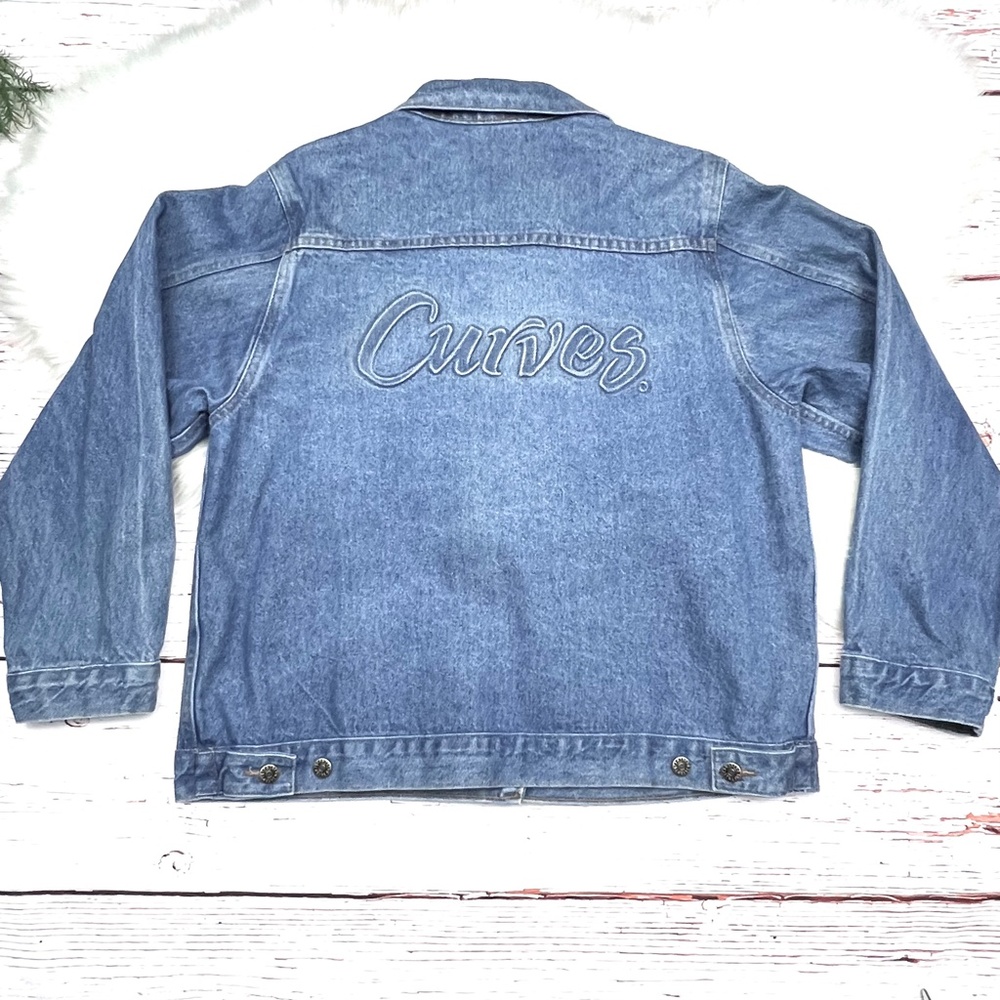 ↪️(relisted!)VINTAGE•RARE•own your! |•CURVES•| A of M Oversized Denim Jean Jacke - Picture 1 of 16